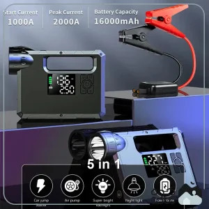 جامپ استارتر و کمپرسور چندکاره گرین لاین JX-84 | Green Lion JX-84 12V Jump Starter (Grey)