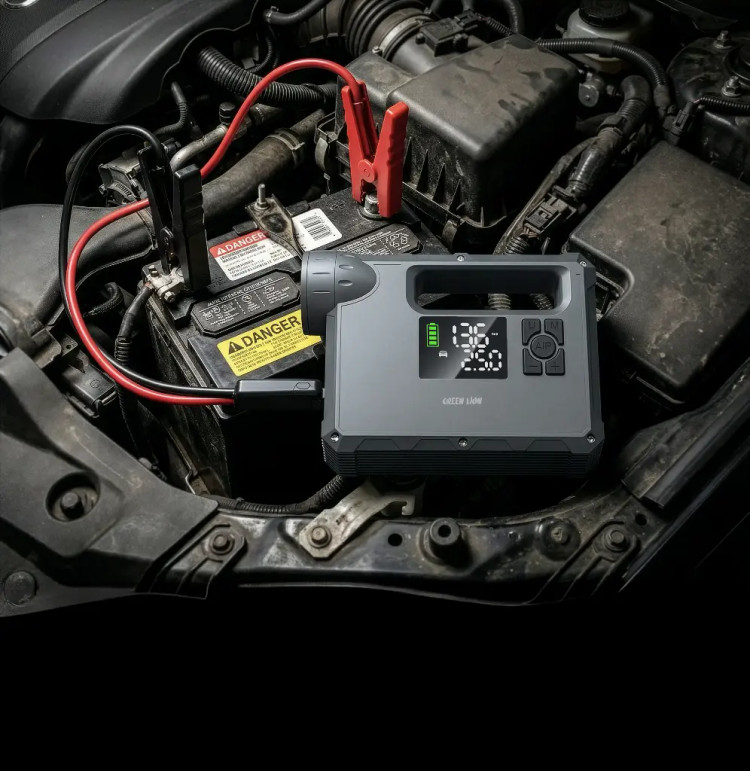 جامپ استارتر و کمپرسور چندکاره گرین لاین JX-84 | Green Lion JX-84 12V Jump Starter (Grey)