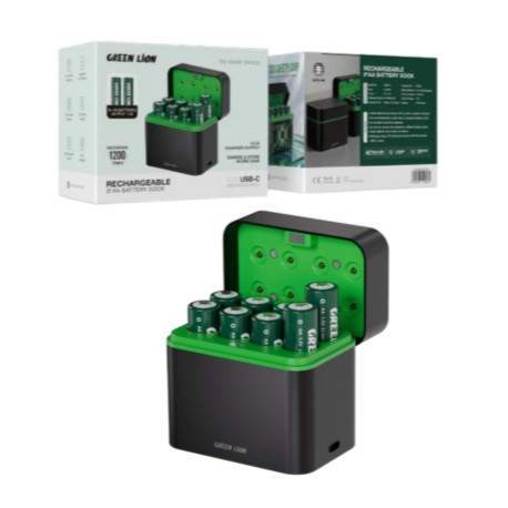 داک شارژر باتری قلمی و نیمقلمی گرین لاین مدل RECHARGEABLE 4×AA + 4×AAA Battery Dock USB‑C