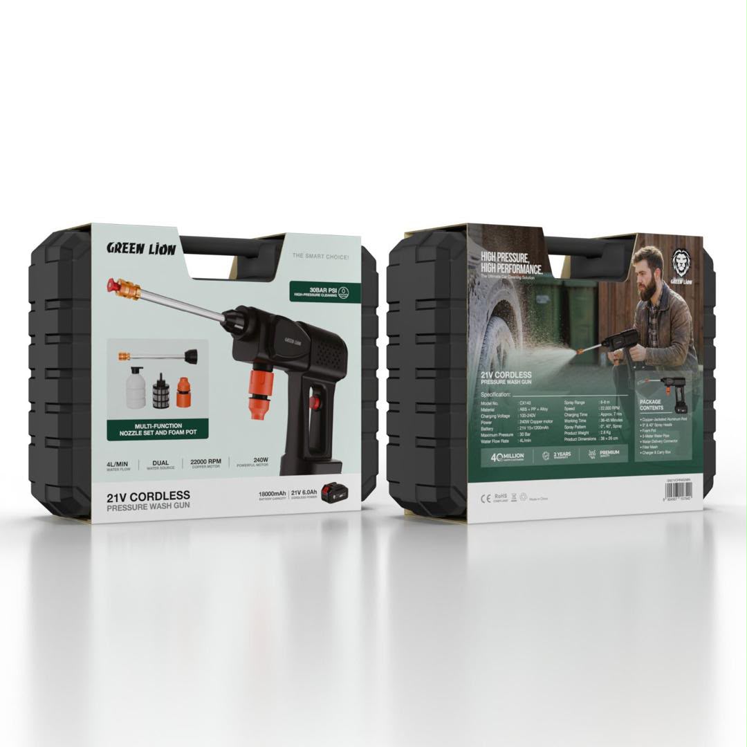 کارواش شارژی تفنگی گرین لاین مدل Green Lion Cordless Pressure Wash Gun CX14۰