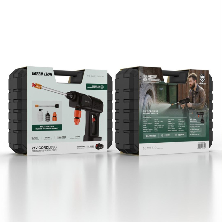 کارواش شارژی تفنگی گرین لاین مدل Green Lion Cordless Pressure Wash Gun CX14۰