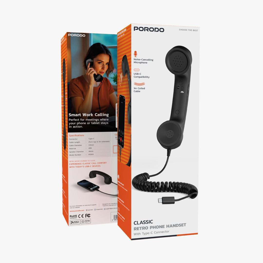 گوشی کلاسیک رومیزی پرودو با کانکتور Type-C مدل PD569BK